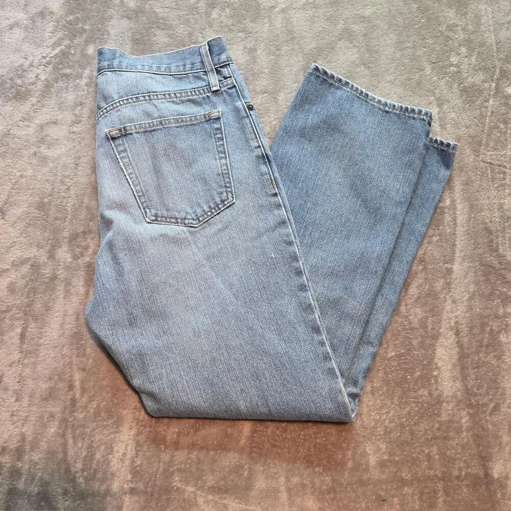 Old Navy Regular Jeans Mens 33x32 Blue Light Wash Straight Leg Distressed Knee